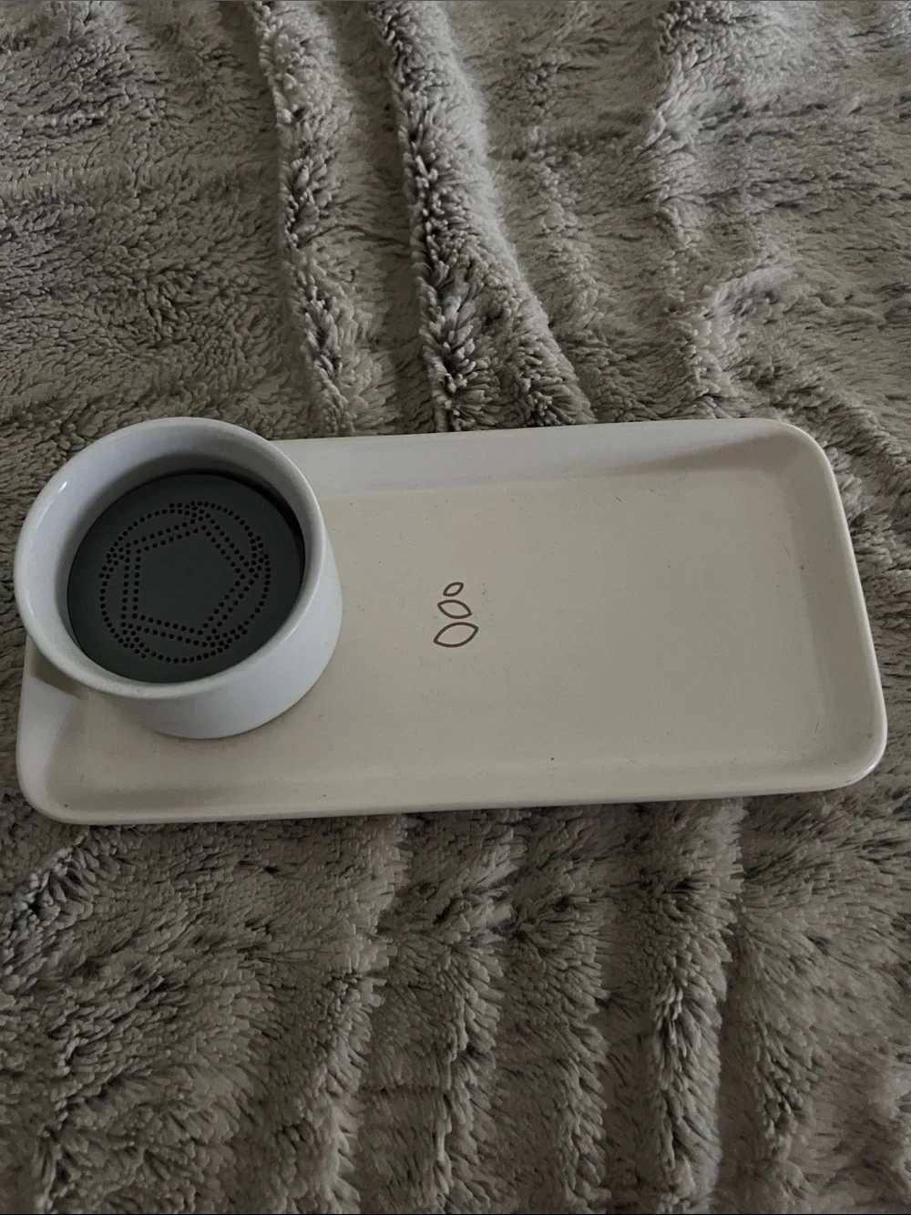 Minimal Ceramic Tray with Small Round Dish - Cream - Picture 1 of 1